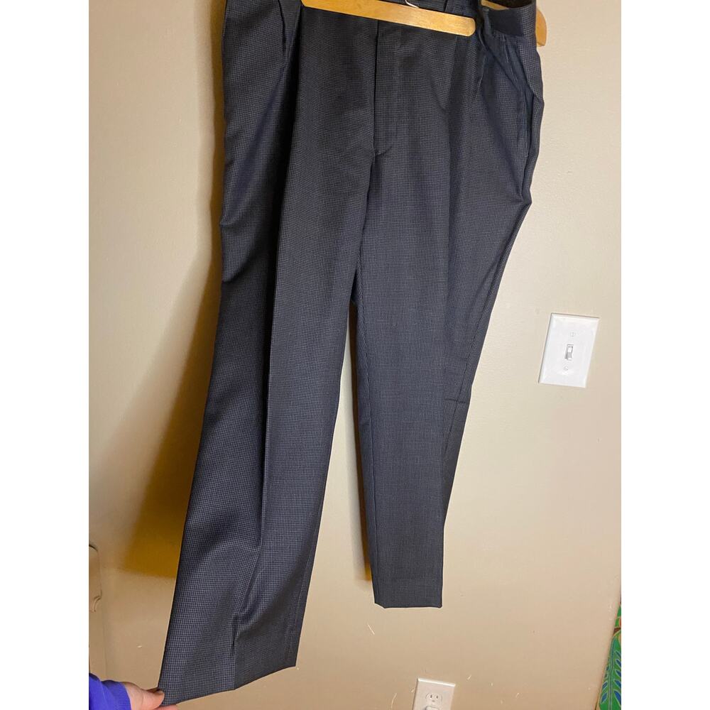 Vintage LAUREN Ralph Lauren Wool Pants Men Gray Houndstooth Pleat 37x28  (+3”)